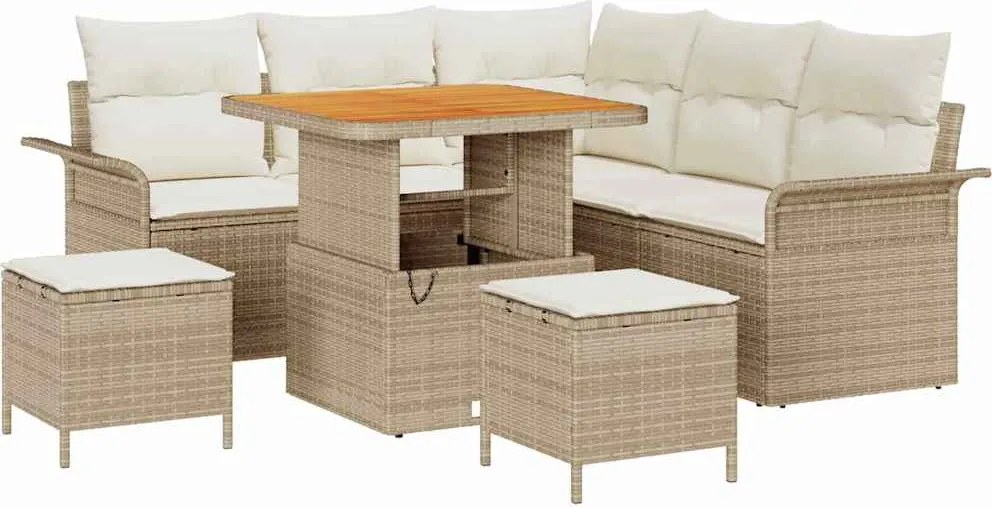 vidaXL Set de canapele pentru grădină cu pernă 8 pcs Bej și crem