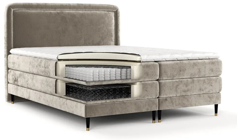 Pat boxspring maro deschis 200x200 cm Dove – Maison de Rêve