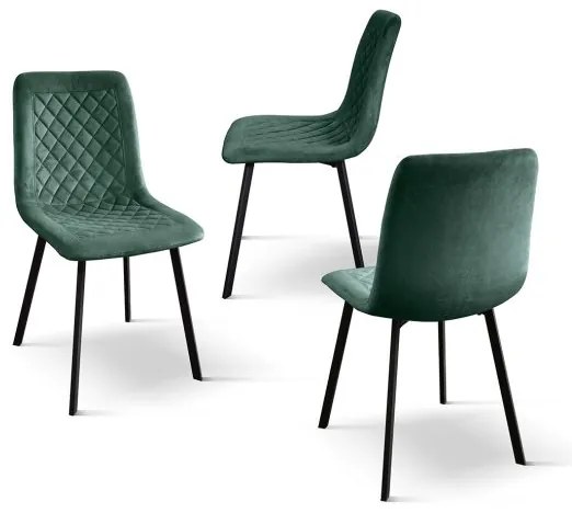 PAZZO DESIGN Set de 4 scaune Arianna din catifea verde cu picioare metalice | Aosom Romania