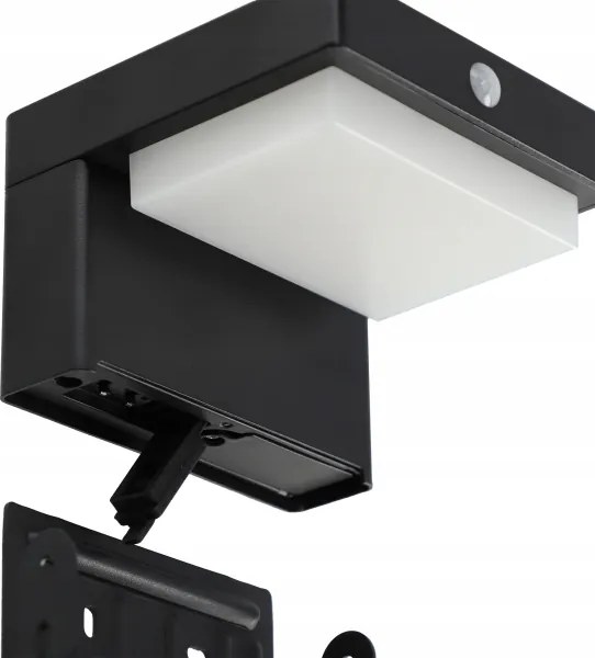 Aplica solară de perete LED cu senzor, 5W, 3,7V, 2000 mAh, IP44, neagră