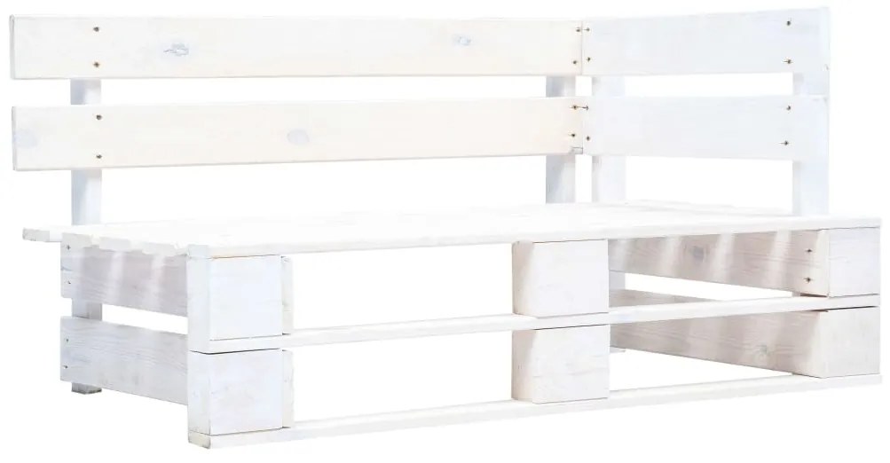 Set mobilier paleti cu perne, 4 piese, lemn pin alb tratat Albastru, 2x colt + suport pentru picioare + masa, Alb, 1