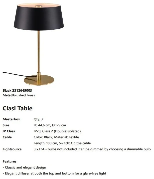 Veioza, Lampa de masa design modern Clasi Black