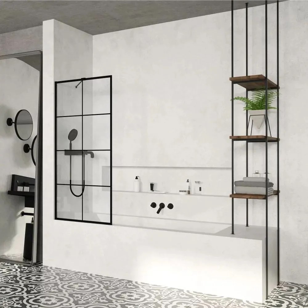 Paravan de cada Radaway Modo New PNJ II Factory negru mat-transparent 60x150 cm sticla 8 mm