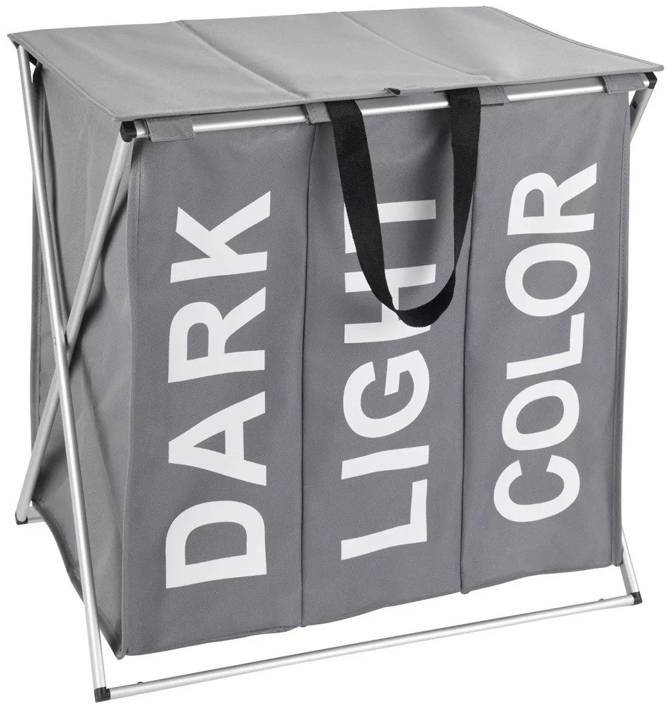 Coș de rufe cu trei compartimente, coș de rufe pliabil TRIO TOP - 57 x 57 x 38, WENKO