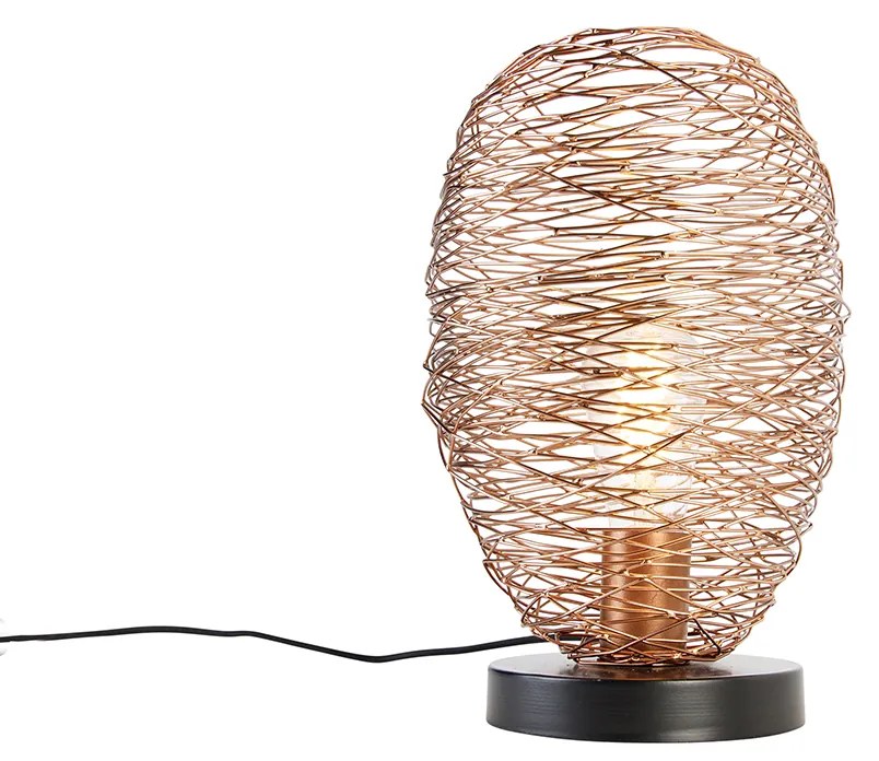 Lampă de masă de design din cupru cu negru 30 cm - Sarella