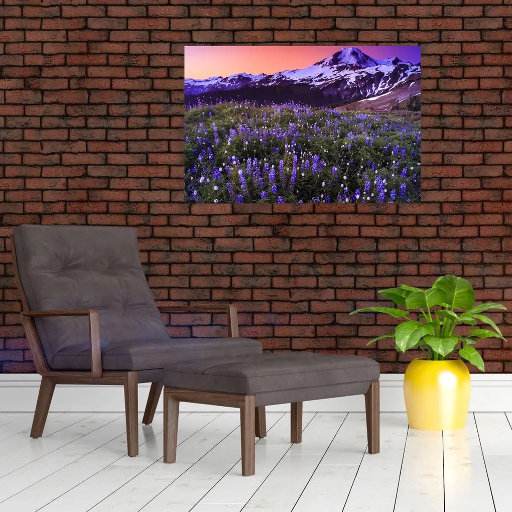 Tablou - Vulcan și flori (90x60 cm)