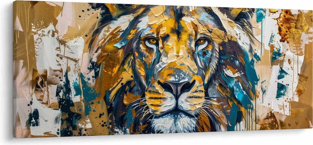Tablou - pictură în ulei abstractă cu leu (120x50 cm)