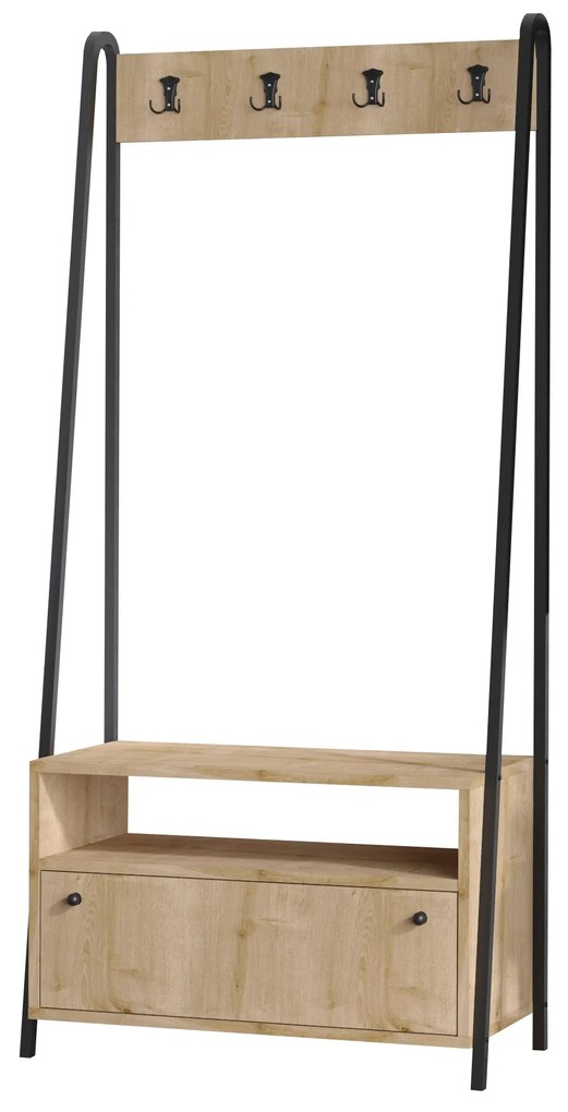Set mobilier pentru hol Wednesday (Nuc + Negru). 1073481