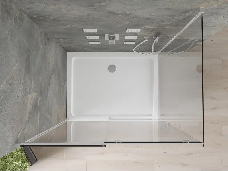 Mexen Omega cabina de duș culisantă 120 x 70 cm, transparentă, cromată + cadă Flat - 825-120-070-01-00-4010