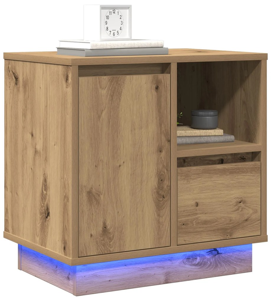 vidaXL noptiere cu LED din stejar artisan 50x34,5x50 cm