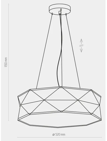 Lustră pe cablu KANTOOR 1xE27/15W/230V neagră