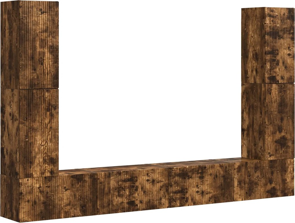 vidaXL Set comodă TV 8 pcs Stejar fumuriu Lemn compozit