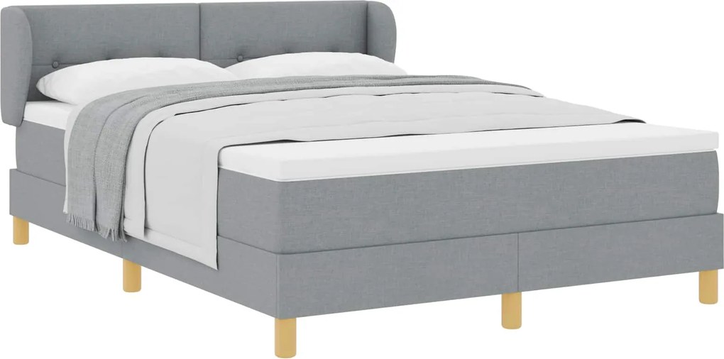 vidaXL Pat cu arcuri cu saltea Gri deschis 140 x 200 cm țesătură