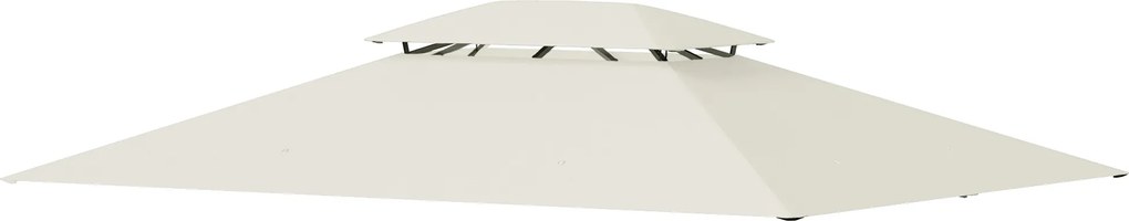 Outsunny Husă de schimb pentru pavilion husă pentru tonelă 4 x 3 m, acoperiș dublu cu orificii de drenaj, poliester 180 g/m², crem | Aosom Romania