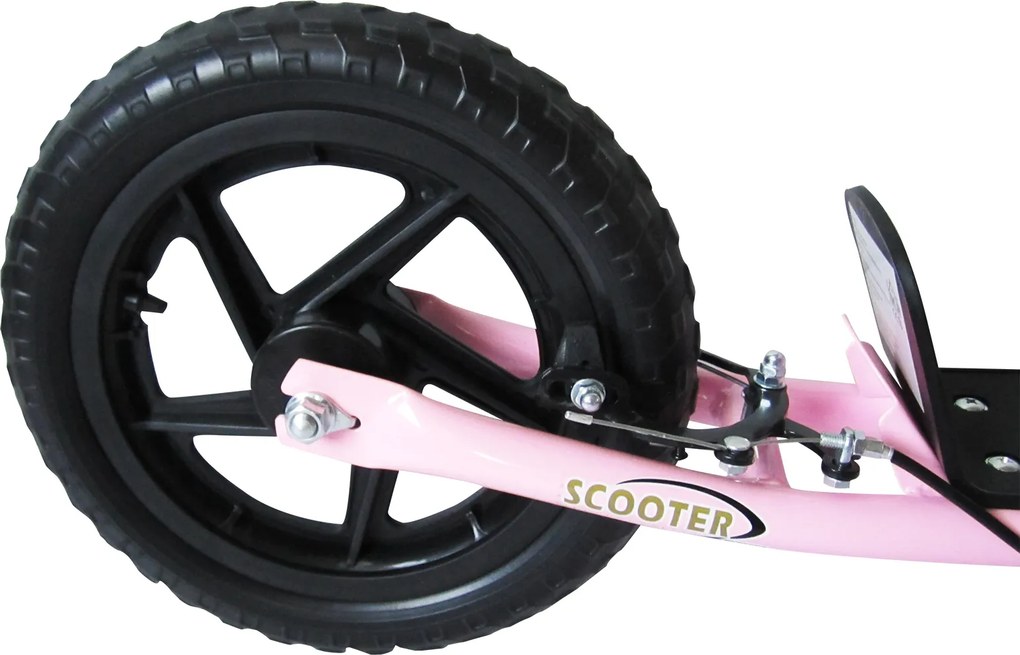 HOMCOM Trotinetă cu 2 Roți pentru Copii 5-12 Ani cu Frână Posterioară și Ghidon Reglabil, Trotinetă din Oțel și Plastic, 120x52x80-88 cm, Roz | Aosom Romania