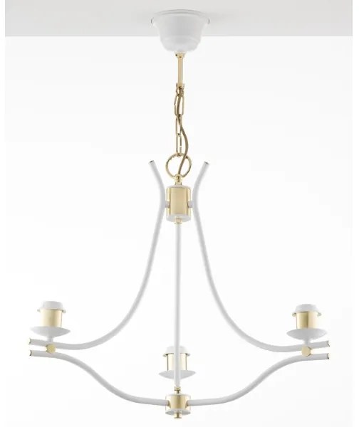 Jupiter 2085 - Candelabru pe lanț SAMBA 3xE27/15W/230V alb/auriu