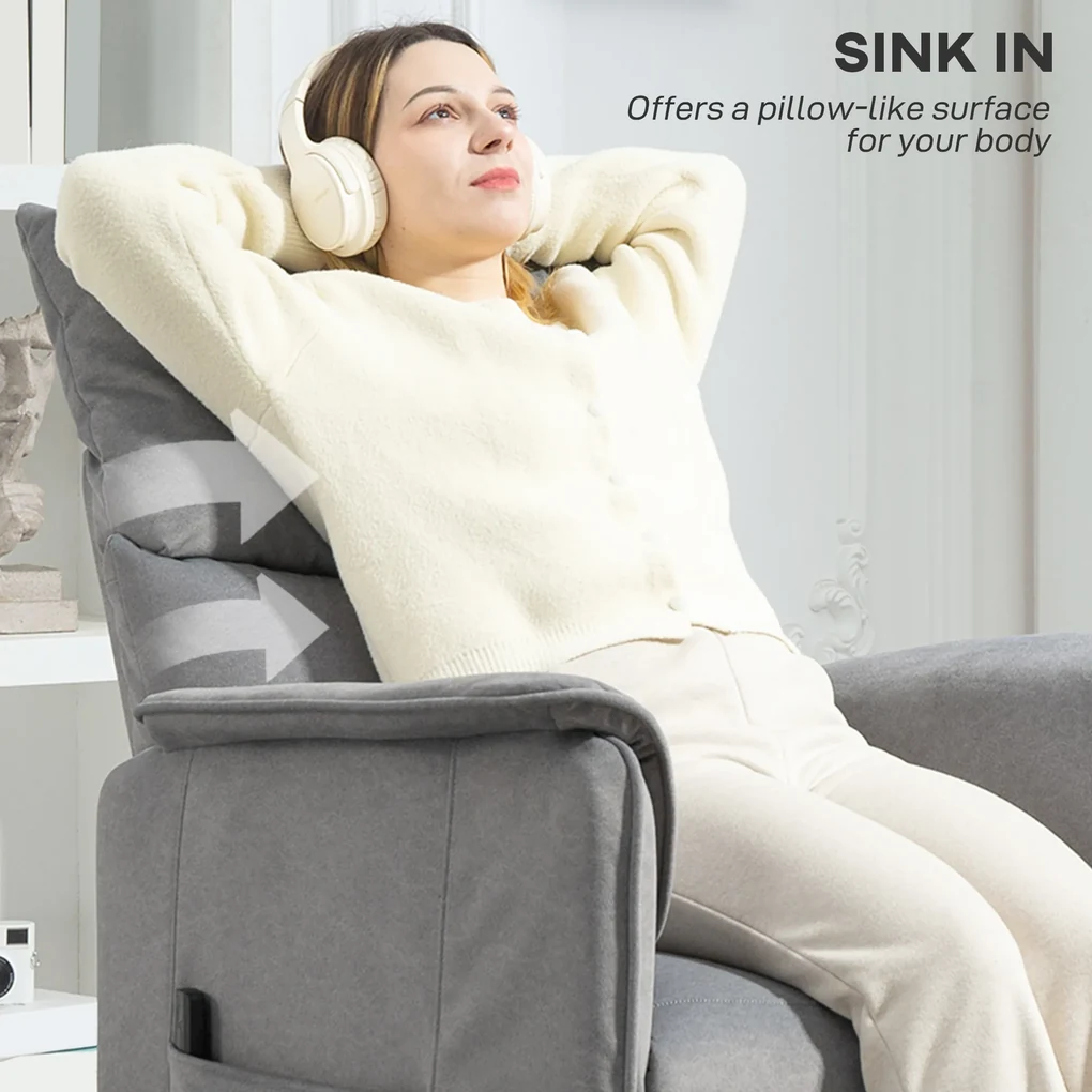 HOMCOM Fotoliu Reclinabil Electric pentru Living cu Suport pentru Picioare, Gri | Aosom Romania