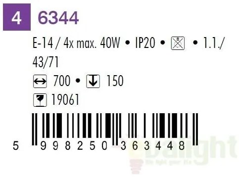 Lustra, Plafonier cu 4 spoturi Aurel 6344 RX