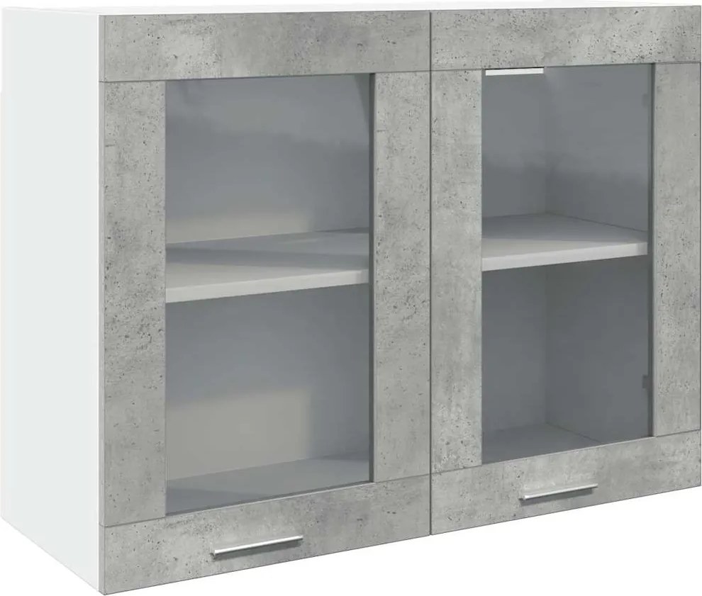 vidaXL Dulap de sticlă suspendat “Lyon” gri beton 80x31x60 cm