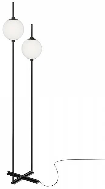 Lampadar modern negru liniar cu 2 globuri de sticla Maytoni The Sixth Sense
