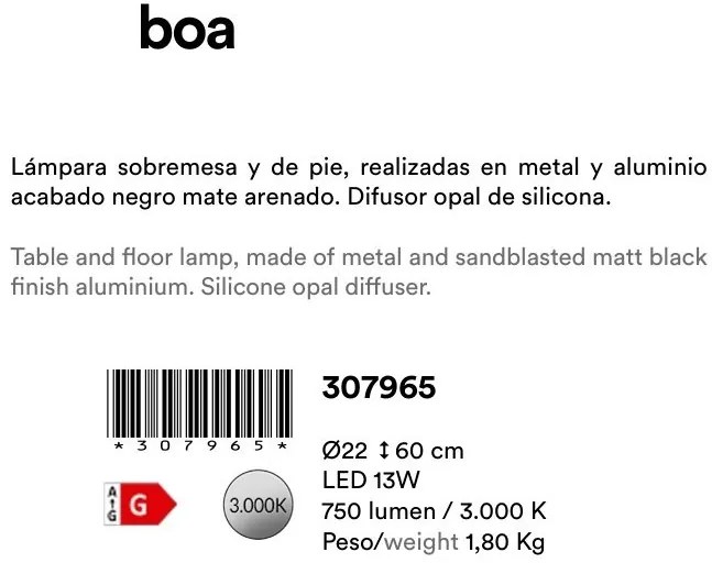 Veioza moderna LED neagra Boa