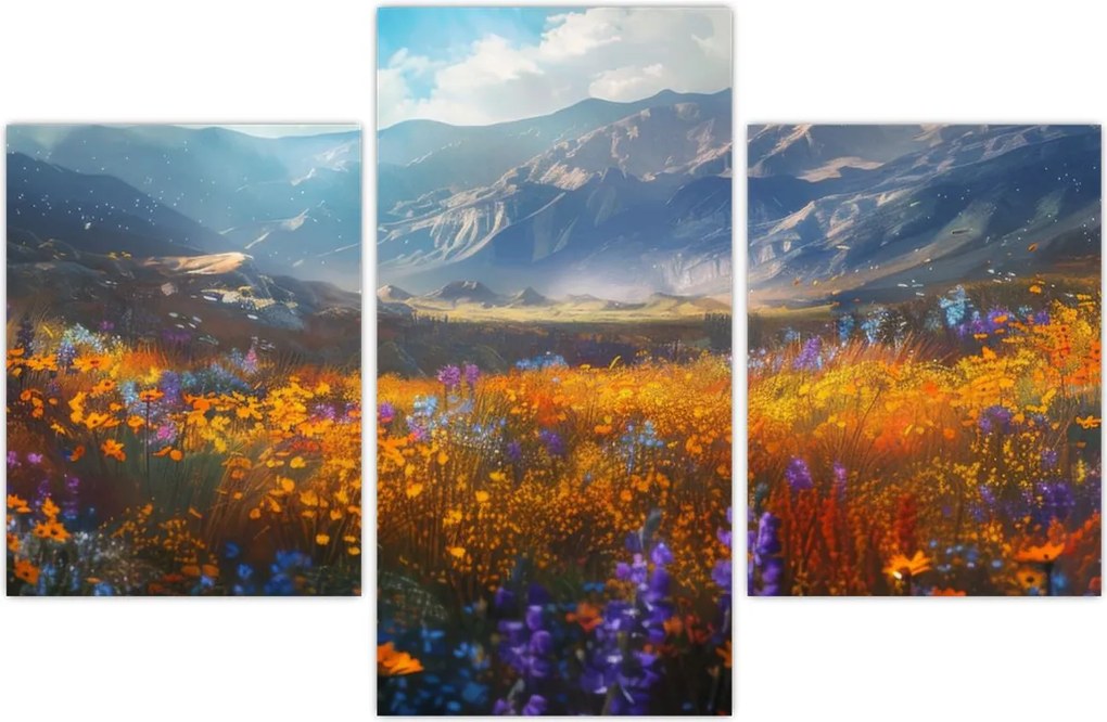 Tablou - Peisaj montan pictat II. (90x60 cm)