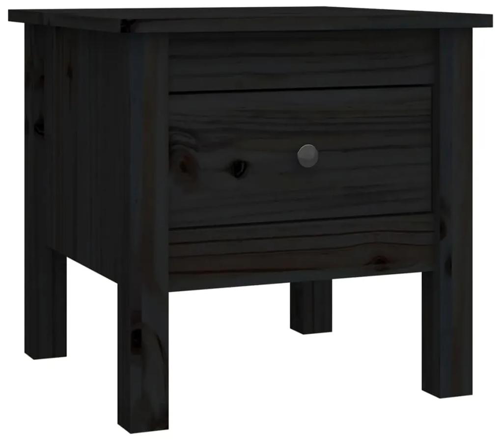 813792 vidaXL Masă laterală, negru, 40x40x39 cm, lemn masiv de pin