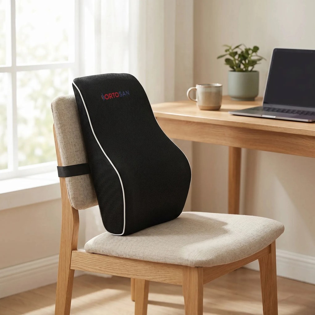 Perna lombara memory foam cu curele ORTO SPINAL, Negru