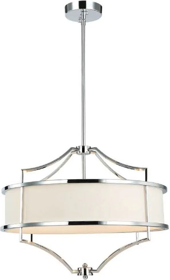 Lustra suspendata din metal cromat si tesatura crem Stesso M