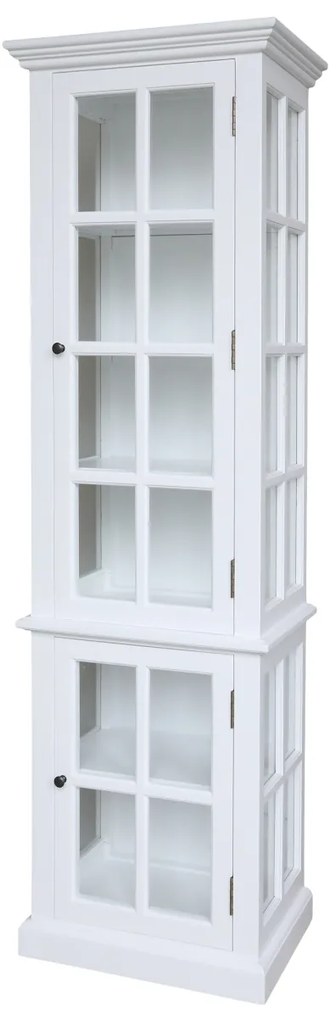 Vitrina din lemn masiv si furnir, alb, cu 2 usi si rafturi, aspect rustic, Marseille