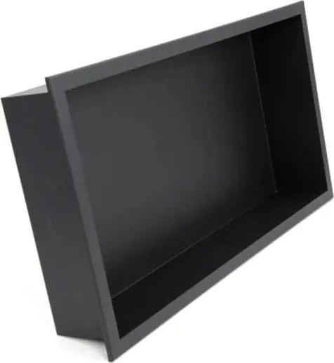 Raft incastrat dreptunghiular Balneo Wall-Box 60x30x10 cm negru periat