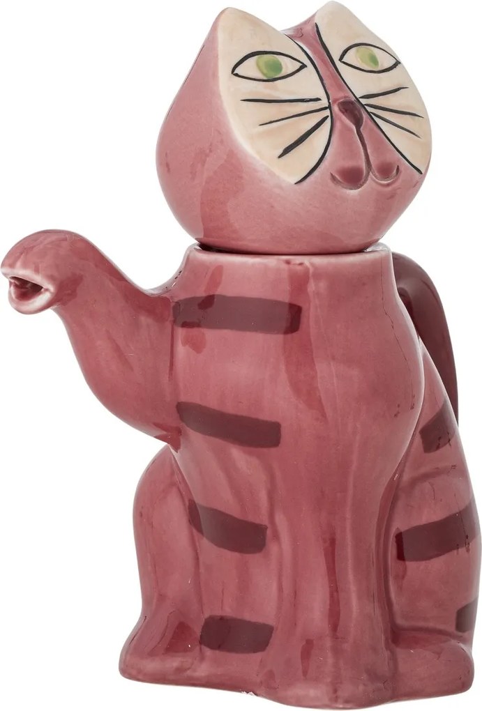 Ceainic din ceramică artizanală, multicolor, pictat manual în formă de pisică cu coadă curbată, 19x9x20,5 cm, 500 ml, „Missy"