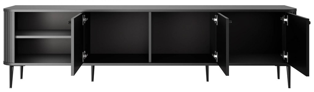 Comodă TV Vesper 3D 187 cm - negru / picioare negre