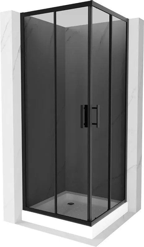 Mexen Rio cabina de duș pătrată 70 x 70 cm, grafit, neagră + cadă de duș, albă - 860-070-070-70-40-4510