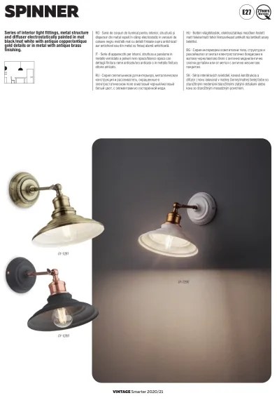 Redo 01-1290 - Aplică perete SPINNER 1xE27/42W/230V