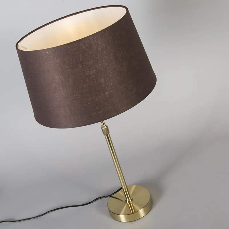 Lampă de masă aurie/alamă cu abajur maro 35 cm reglabilă - Parte