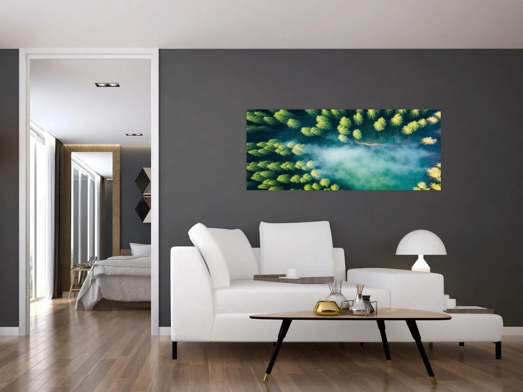 Tablou - O pădure învăluită în ceață (120x50 cm)