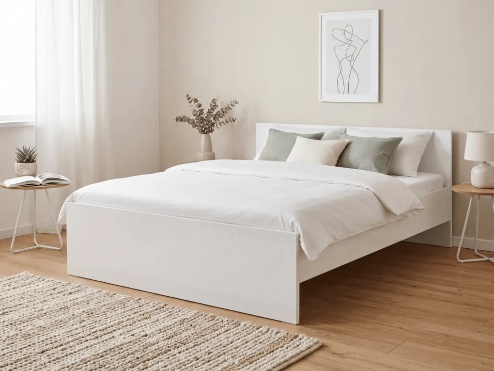 Pat ELISA 180 x 200 cm, alba Saltele: Cu saltele Coco Maxi 20 cm, Somiera pat: Cu lamele curbate