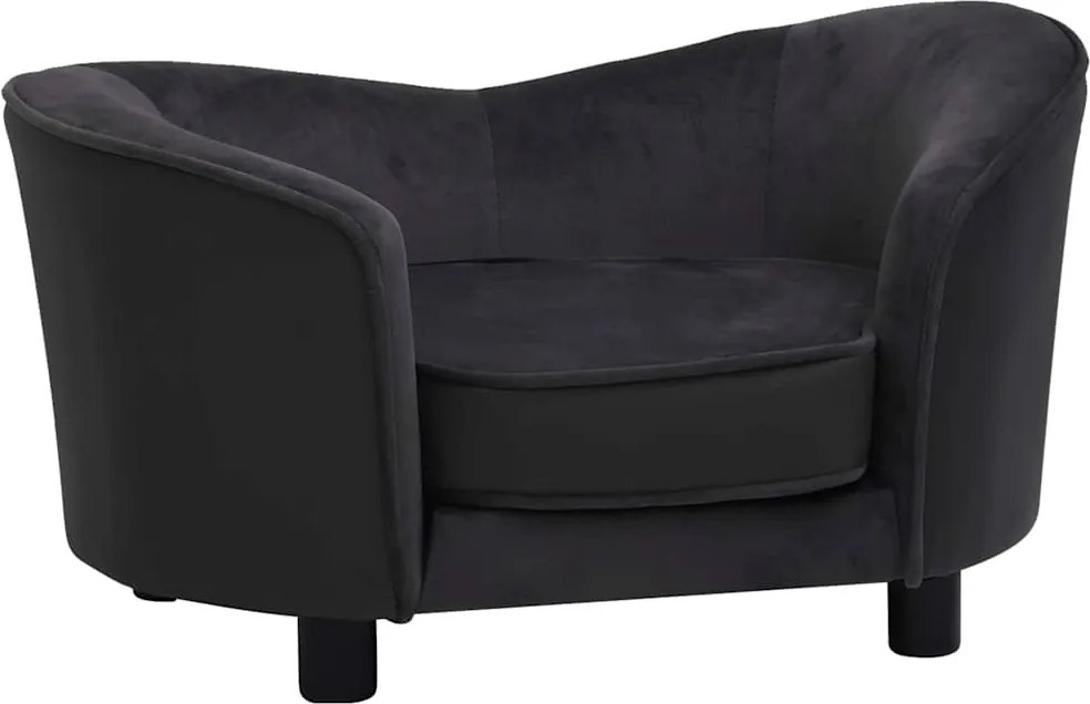 vidaXL Canapea pentru câini negru 69x49x40 cm, pluș/piele ecologică
