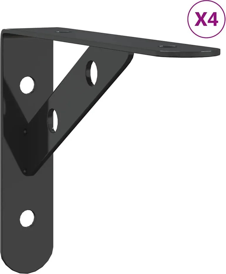 vidaXL Suporturi rafturi, 4 buc., 15x2,5x11,5 cm negru oțel inoxidabil