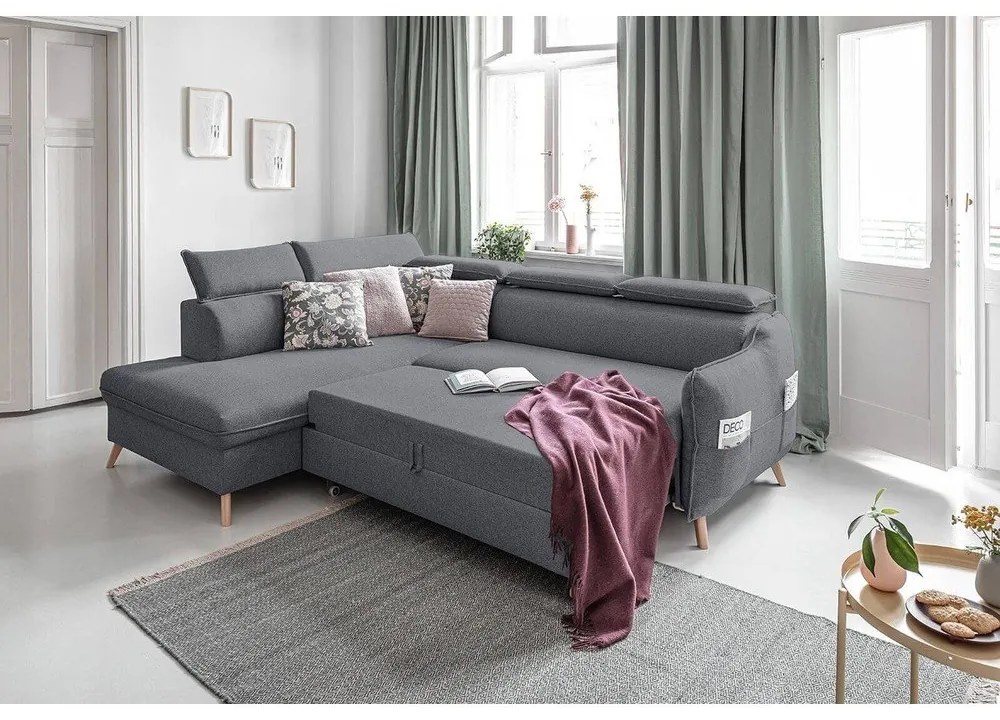 Colțar gri închis extensibil (cu colț pe partea stângă ) Sweet Harmony – Miuform