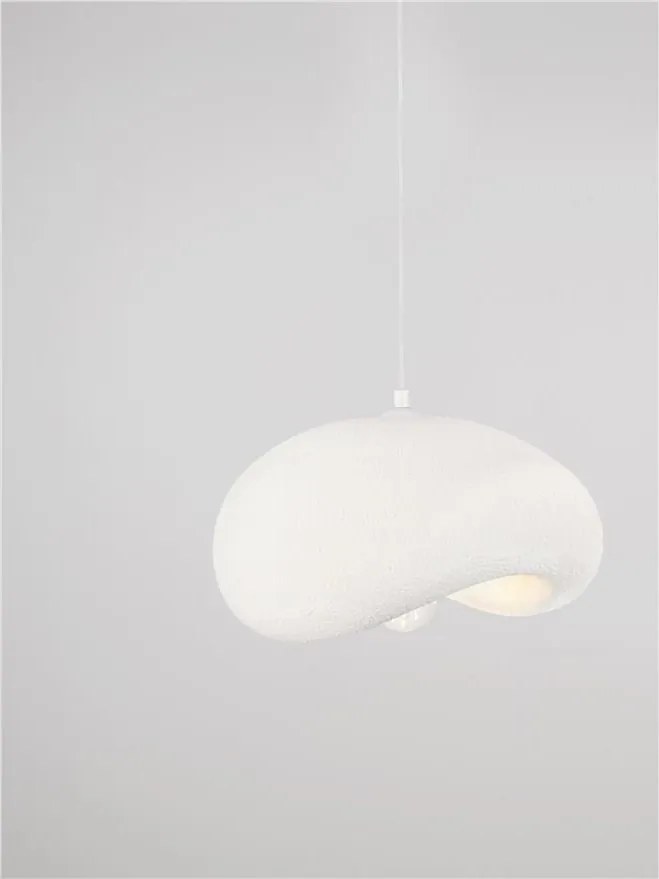 Lustra suspendata cu textura granulata Bambel alb piatra