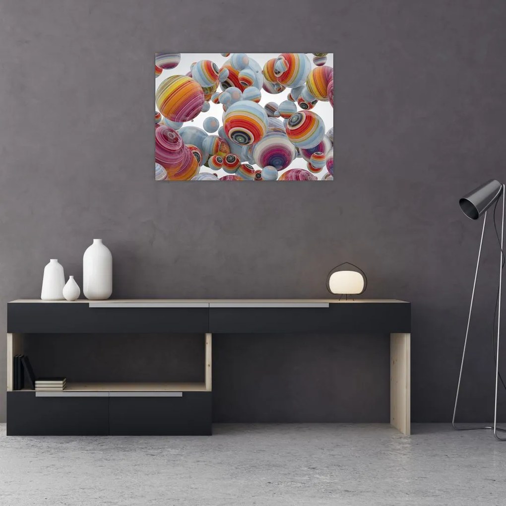 Tablou pe sticlă cu bile pictate (70x50 cm)