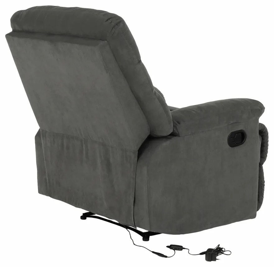 Fotoliu reglabil masaj, material textil catifea gri, LAMBERT