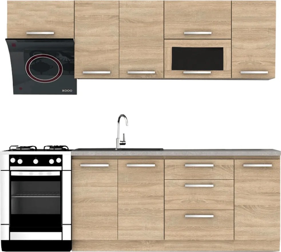 Set bucatarie NOVA PLUS, stejar sonoma, 240 cm
