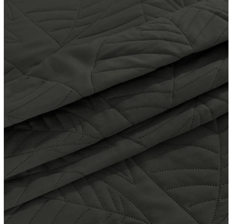 Cuvertura de pat gri inchis cu model LEAVES Dimensiune: 200 x 220 cm