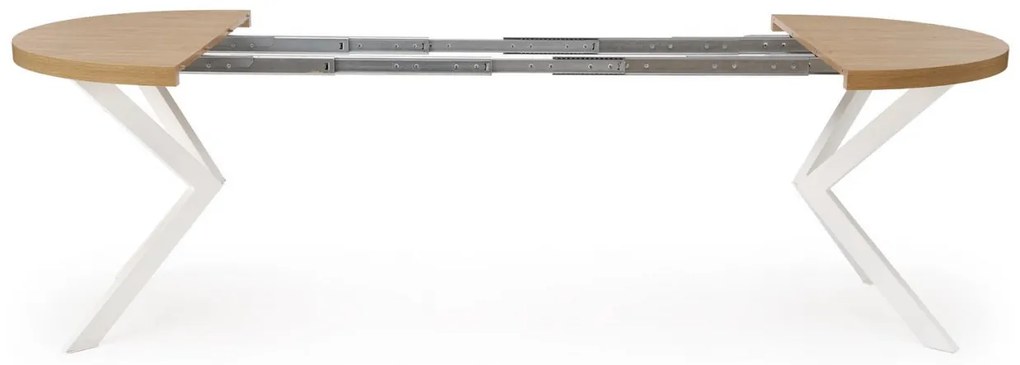 Set masa extensibila Peroni stejar auriu/alb + 6 scaune K489 gri/auriu