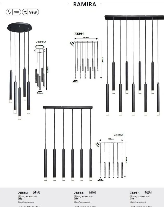 Lustra suspendata stil minimalist Ramira 5L negru