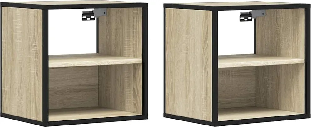 vidaXL Noptiere de perete, 2 buc., stejar sonoma, 40x31x39,5 cm