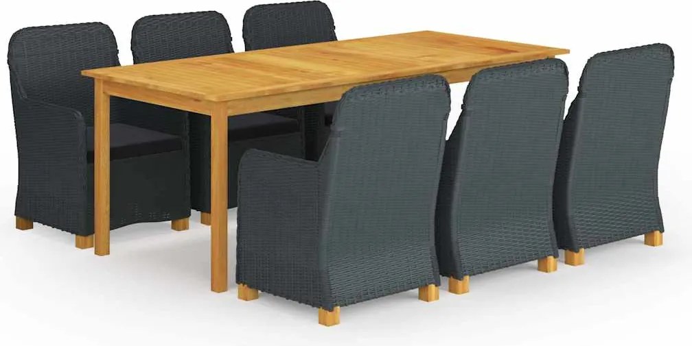 vidaXL Set mobilier de grădină, 7 piese, gri închis